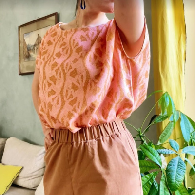 Top Suzie cousu en tissu madame iris Abu