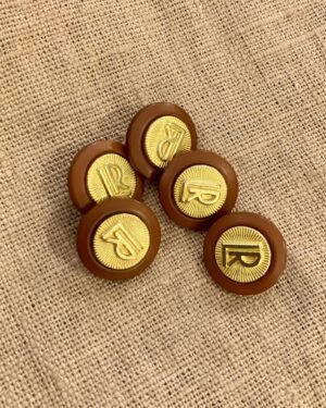 boutons vintages marrons et monogrammes dorés 18mm