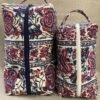 trousse de toilette canvas floral bleu et bordeaux