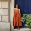 robe lena mum ikatee couleur terracotta